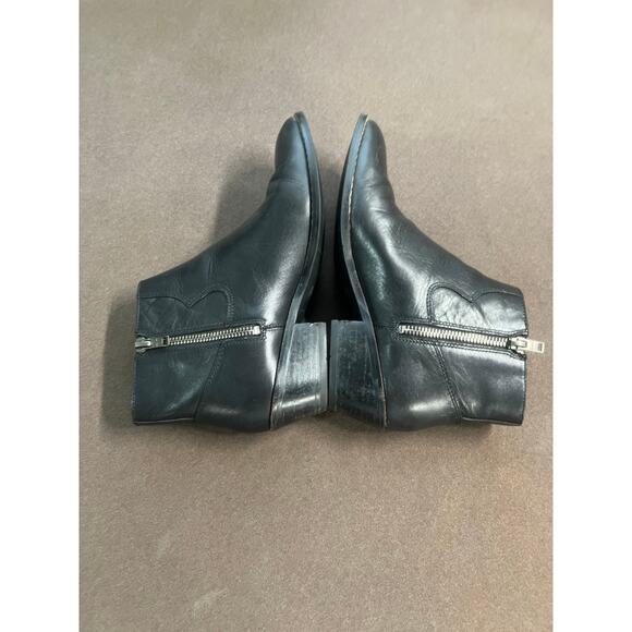 Coach Black Leather Zipped Bootie Metal Logo On Heel Women's Size 6 - Picture 3 of 15